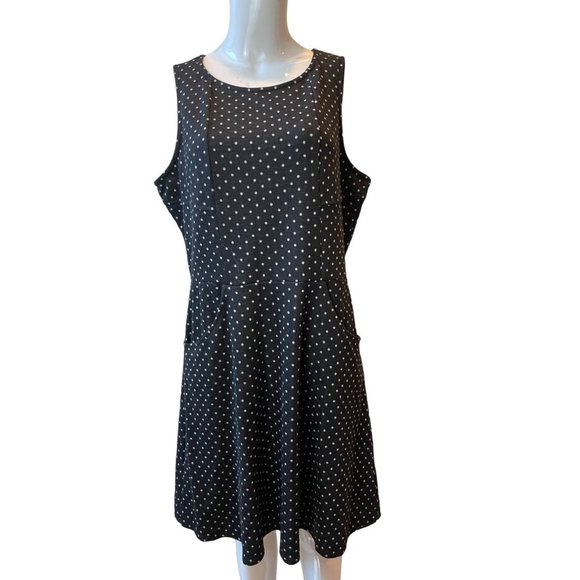 Maurices Womens Sheath Dress Polka Dots Pockets Front Round Neck Black White XL - Picture 2 of 9